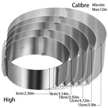 1pc Cake Rings Mousse Mold - Adjustable 6 To12 Inches Stainless Steel Baking Rings Round Cake Molds For Baking Pastry, Cake Decor