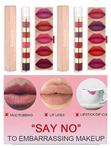 Labial Mate Hidratante en Un Set de Cinco Colores: Labiales Rojos, Nude y Gloss para un Acabado Perfecto - Labiales Duraderos y de Gran Calidad en un Elegante Set de Maquillaje,Barra de labios mate de 5 colores para chicas Taza antiadherente Resistente al agua Brillo de labios de larga duración Barra de labios diaria para mujeres Maquillaje de labios - Morado - Ver 5