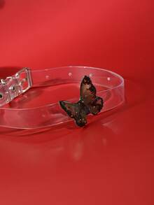 1入組萬聖節風格水晶點綴黑色&綠色蝴蝶吊墜項鍊