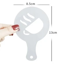 16入組塑膠咖啡拿鐵藝術模板模具帶不同圖案適用於裝飾卡布奇諾咖啡蛋糕紙杯蛋糕熱的飲料牛奶泡沫,烘焙工具 - 無色 - 查看 3