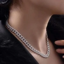 男人/女人100%純銀925全鑽石項鍊嘻哈時尚首飾類禮品