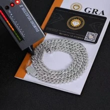 男人/女人100%純銀925全鑽石項鍊嘻哈時尚首飾類禮品