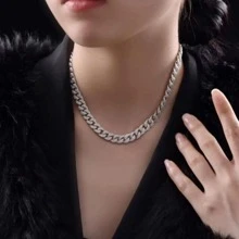 男人/女人100%純銀925全鑽石項鍊嘻哈時尚首飾類禮品