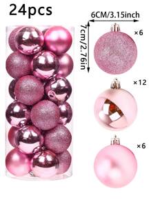Bộ 24 quả bóng trang trí Giáng sinh, màu hồng, quà tặng tốt nhất - Hồng - Xem 2
