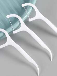 1 Box Of 50pcs Super Fine & Smooth Dental Floss Picks, Independent. Packaged In Box With Dental Floss & Toothpicks - White - View 3