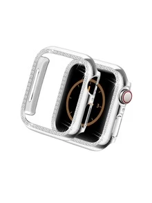 1pc Sparkling Rhinestone Watch Case Cover Compatible With Apple Watch Case Accessory, Suitable For 38/40/41/42/44/45/49mm Dial - Silver - View 4