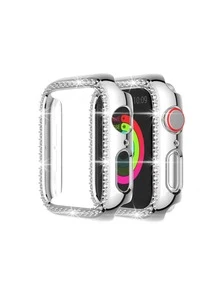 1pc Sparkling Rhinestone Watch Case Cover Compatible With Apple Watch Case Accessory, Suitable For 38/40/41/42/44/45/49mm Dial - Silver - View 8