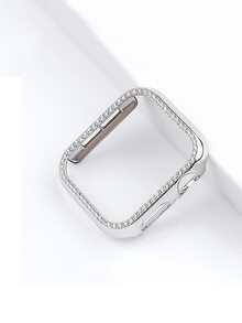 1pc Sparkling Rhinestone Watch Case Cover Compatible With Apple Watch Case Accessory, Suitable For 38/40/41/42/44/45/49mm Dial - Silver - View 2