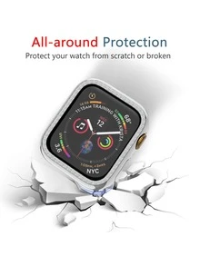 1pc Sparkling Rhinestone Watch Case Cover Compatible With Apple Watch Case Accessory, Suitable For 38/40/41/42/44/45/49mm Dial - Silver - View 6