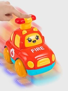 1 Pieza Carro De Fricción De Presión Y Marcha Diseño De Ambulancia O Camion De Bomberos De Dibujos Animados Juguete Para Niños - Rojo - Ver 3
