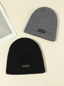 2入組男女通用冬季保暖針織帽,防風羊毛帽,適用於戶外活動,騎行,保護耳朵並保溫,休閒時尚運動小圓帽