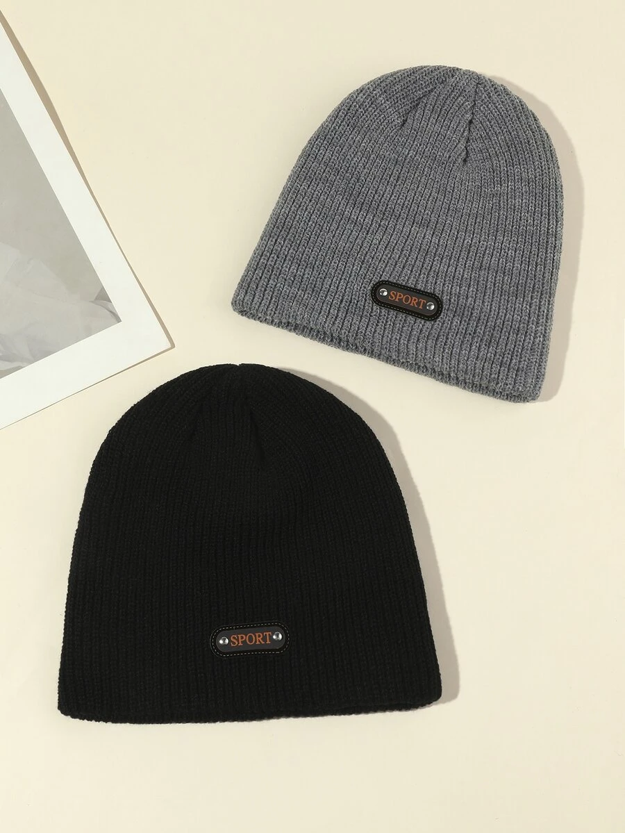2入組男女通用冬季保暖針織帽,防風羊毛帽,適用於戶外活動,騎行,保護耳朵並保溫,休閒時尚運動小圓帽