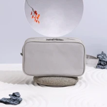 1入組新款便攜化妝包,防水,濕和乾分開,旅行彩妝收納包郵輪必備 - 灰色 - 查看 4