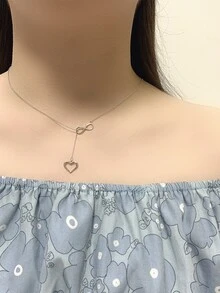 Đúng mốt Đơn giản S925 Màu bạc Mặt dây chuyền trái tim Dây chuyền - vòng cổ trái tim - Xem 5