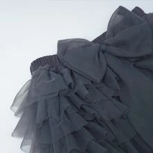 1入組嬰兒女孩可愛&多用途蝴蝶結紗網紗短褲,黑暗的灰色的,夏天