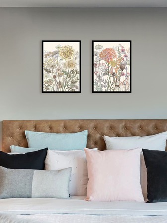 2pcs/set Unframed Flower Print Painting, Frameless Flowers & Plants Graphic Wall Art Painting For Home Wall Decor