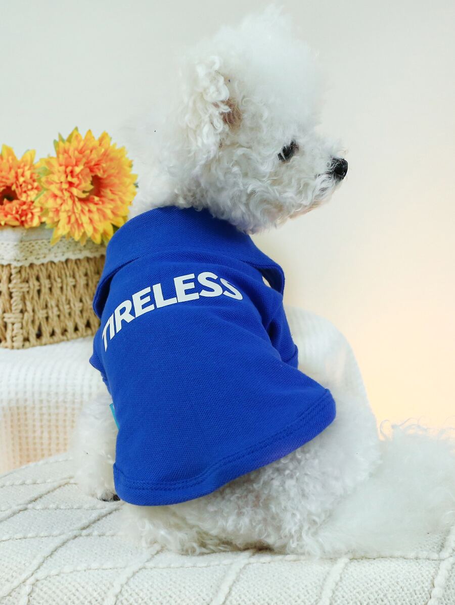 1pc Pet Clothing Cute Two Paw Print Pattern Shirt For Dogs And Cats - Blue - View 1
