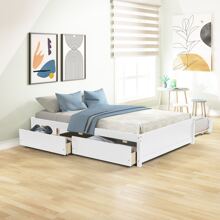 Nestfair Wooden Full Size Platfrom Bed With Trundle And 2-Drawer