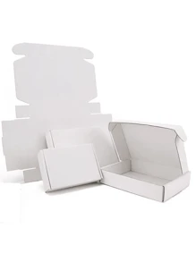 10入組薑色三層硬紙板禮品包裝盒,飾有飛機圖案,適用於節日 - 白色 - 查看 2