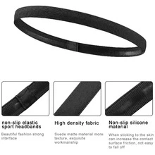 Pack Of 3 Sports Headbands Elastic Hair Bands Non-Slip Headbands For Men And Women Non-Slip Thin Sports Sweatbands For Running Yoga Jogging (Black Grey White) - Black and White - View 5