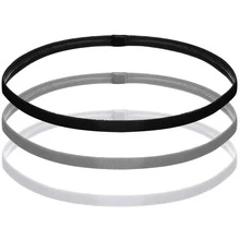 Pack Of 3 Sports Headbands Elastic Hair Bands Non-Slip Headbands For Men And Women Non-Slip Thin Sports Sweatbands For Running Yoga Jogging (Black Grey White) - Black and White - View 2