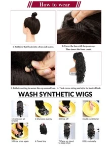 Drawstring Ponytail Extension Honey Brown 24/30 Inch Long Ponytail For Women Deep Wave Hair Extensions Ponytail Curly Pony Tails Synthetic Clip In Ponytail Hair Extensions - Coffee Brown - View 7