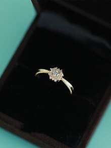 1 Miếng Ánh sáng sang trọng 925 sterling bạc Hình vuông Vi mô Dát Nhẫn , Không giới tính Thời trang Đồ trang sức - Vàng - Xem 3