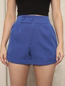 short feminina alfaiataria - Azul - Visão 2
