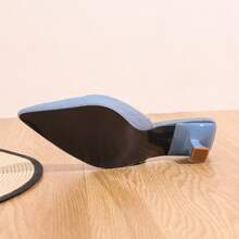 Women's Pointed Toe Shallow Blue Slip-On Backstrap Classy Flared Heel High Heels