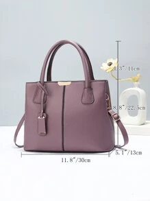 防水時尚時尚手提包附配件，大容量手提包，單肩包，復古手提包，簡約，經典皮革大包女式，女士，情侶旅行，工作和辦公室，週末和假期 - 紫色 - 查看 6