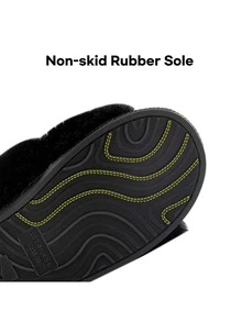 Women's Fuzzy Memroy Foam Cross Band Slide Slippers Open Toe House Shoes - 黑色 - 查看 5