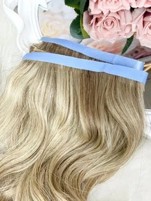 MEGA HAIR ADESIVO CABELO HUMANO ONDULADO 60 CM - 2 TIRAS - Champanhe - Visão 3