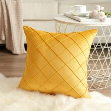 1 件/2 件菱形图案法兰绒靠垫套（不含枕芯），方形装饰枕套，柔软舒适的亚麻面料，适用于度假屋、沙发、卧室、宿舍 - 黃色 - 查看 5