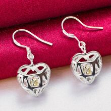 Heart AAA Zirconia Drop Earrings Silver Color For Woman Wedding Engagement Fashion Party Charm Jewelry