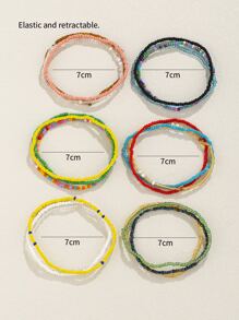 18pcs/Set Multicolored Glass Seed Beads Ankle Bracelets - Multicolor - View 3