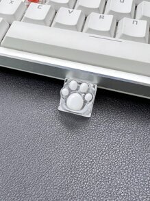 1pc White Translucent Cat Paw Design Abs Resin Keycap Compatible With Cross-axis Mechanical Keyboard Accessory