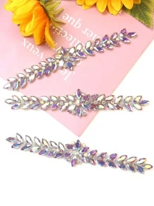 Crystal Glass Colorful Rhinestone High-end Handmade Rhinestone Sticker, Bridal Waist Seal Back Glue Rhinestone Sticker For Clothing Diy Accessories / Length: 19.5cm / Width: 4cm - color - View 1