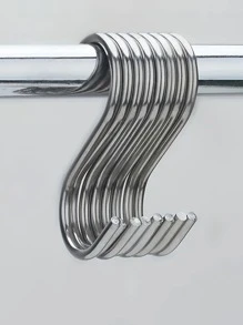 1set/10pcs Stainless Steel S-shaped Hooks, Solid And Non-magnetic, Multi-functional Hooks For Kitchen And Closet - Silver - View 5