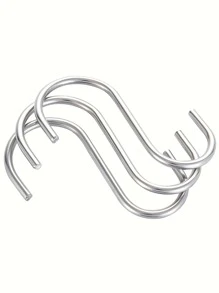 1set/10pcs Stainless Steel S-shaped Hooks, Solid And Non-magnetic, Multi-functional Hooks For Kitchen And Closet - Silver - View 6