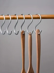 1set/10pcs Stainless Steel S-shaped Hooks, Solid And Non-magnetic, Multi-functional Hooks For Kitchen And Closet - Silver - View 3
