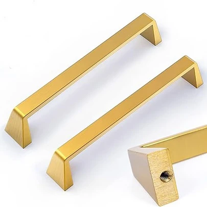 1pc Gold-color Solid Zinc Alloy Cabinet Handle For Cabinet, Wardrobe, Door, Drawer