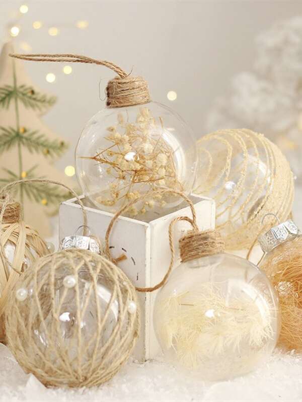 6 pièces Boules de Noël dorées de 8 cm, décoration de Noël pour sapin. Boule peinte à la main, décoration de fenêtre et arrangement de scène. Meilleurs cadeaux de décoration de maison