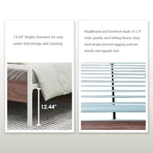 Modern Industrial Bed Frame Metal Platform With Rustic Wooden Headboard And Footboard - White - View 4