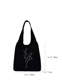 Túi đeo vai trước in họa tiết hoa đơn giản, họa tiết thường ngày, túi kết hợp di động, túi mua sắm nhẹ có túi nhỏ, túi đi học, dung tích lớn, nhẹ, di động, phù hợp cho nữ sinh trung học, sinh viên đại học, hoàn hảo cho việc trở lại trường, đại học, trung học cơ sở, trung học phổ thông, công việc, kinh doanh, đi làm - màu đen - Xem 6