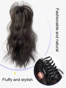 假发女马尾波浪森系法式烫发半扎短发瀑布喷泉高马尾蓬松随意 - Black-brown - 查看 3
