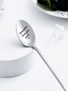 Cuchara de acero inoxidable grabada con frases divertidas para mantequilla de maní - Cuchara de postre perfecta como regalo para papá, mamá, abuelo y abuela - Idea de regalo de cumpleaños con diversos estilos de cucharas - Multicolor - Ver 13