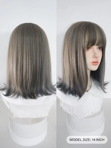 1 cái Sợi tổng hợp Chống nóng Kẹp tóc thẳng In Màu xám Dần dần Xanh , 14 Inch Dài , Chế tạo Chất xơ , Thích hợp Đối với Sử dụng hàng ngày , Tự nhiên Và Thực tế Sai - Ombre - Xem 9
