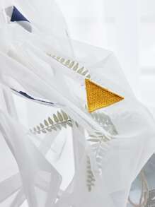 1pc Simple European Style Embroidered Voile Curtain For Bedroom And Living Room, Dust-Proof & Light-Permeable - Multicolor - View 7