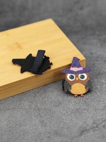 2pcs Black Threaded Hair Clip With 3.5cm Non-woven Chick Print Accessory - Multicolor - View 3