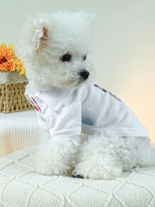 1pc Pet Clothes Cute Two Footprint Printed Shirt For Dogs And Cats - White - View 4